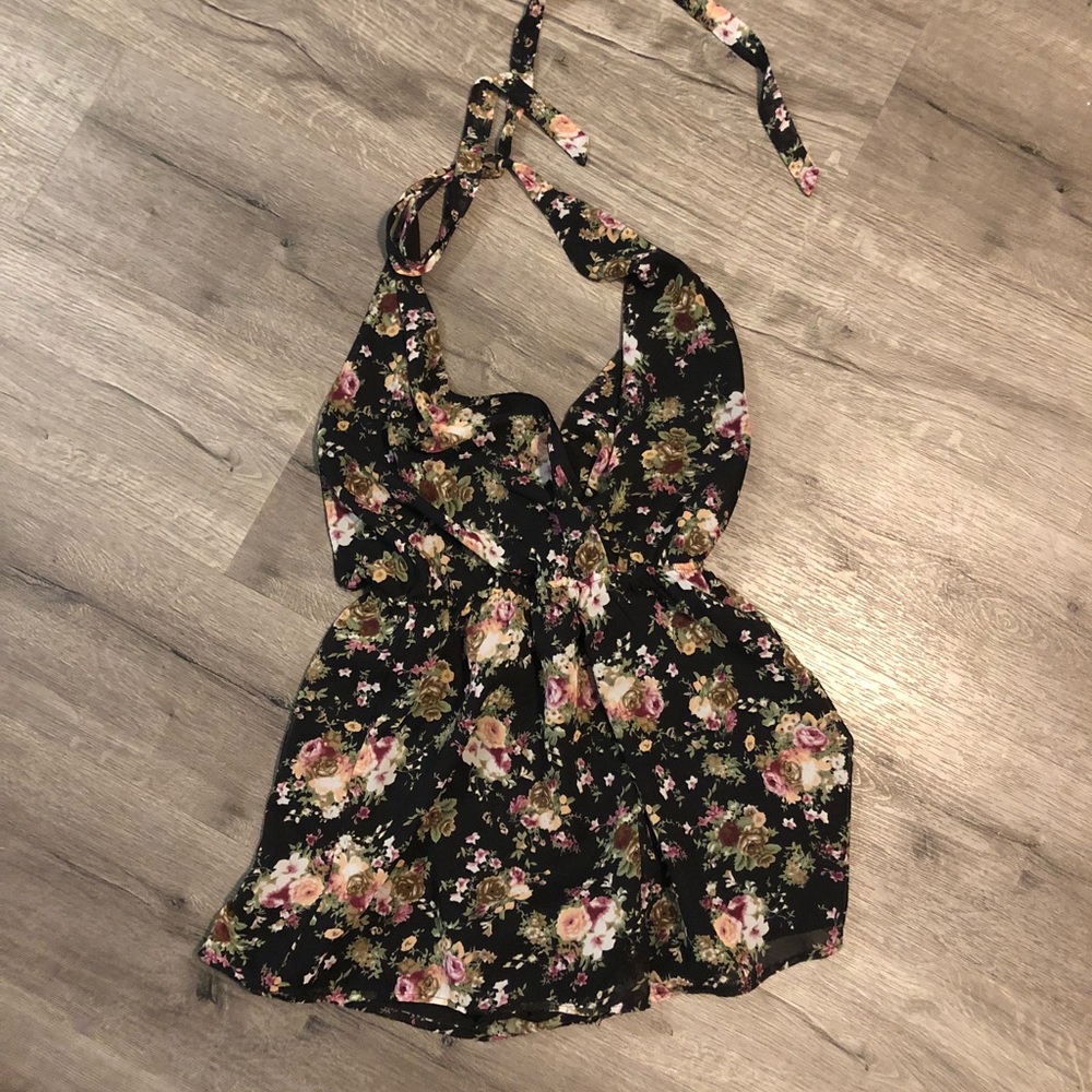 Halter Neck Floral Romper
